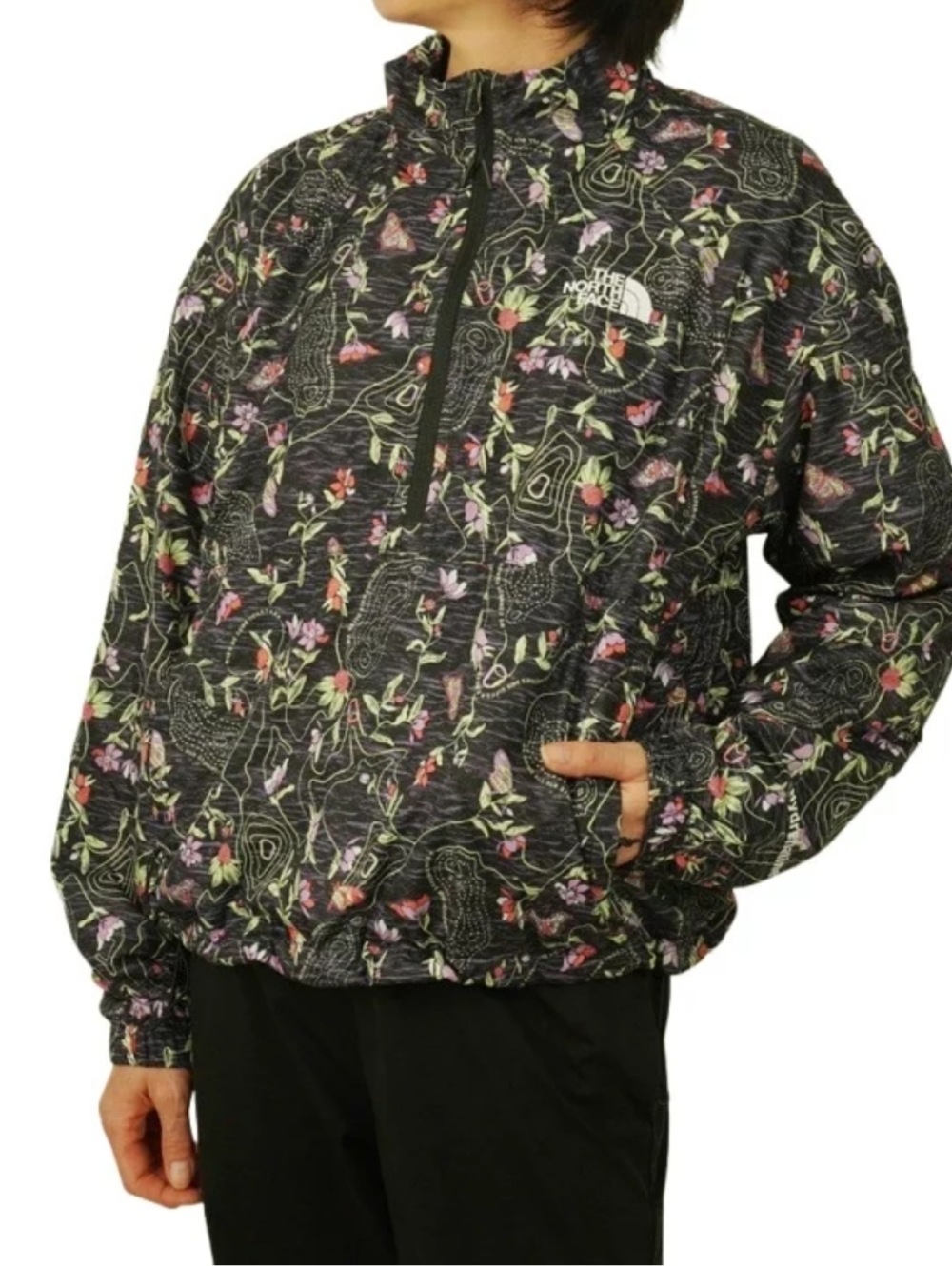 The North Face Women's Hydrenaline 1/2Zip Pullover Jacket Black Iwd Print Medium